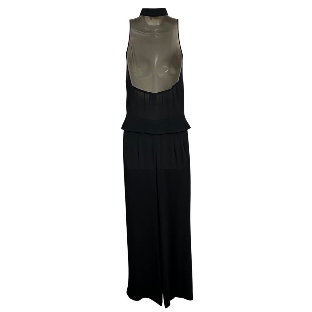 DW3 David Warren Jumpsuit 8 Black Sheer Mesh Back Wide Leg Vintage Formal Chic - Picture 3 of 8